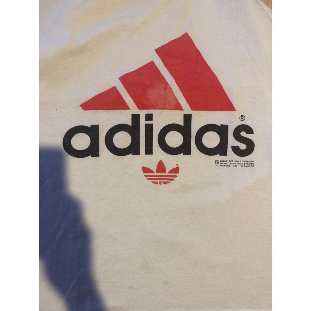 Vintage Adidas T Shirt Mens XL White Red Equipment Logo Trefoil Graphic Tee